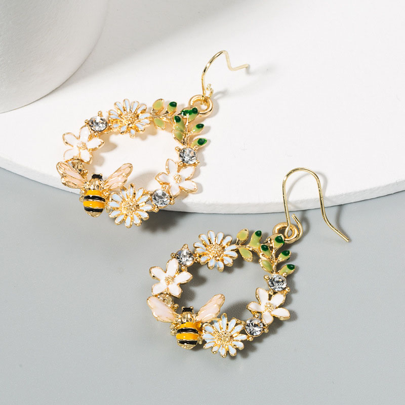 Creative Flower Oil Drip Alloy Earrings S925 Silver Pin With Diamonds Colorful Butterfly Supplier