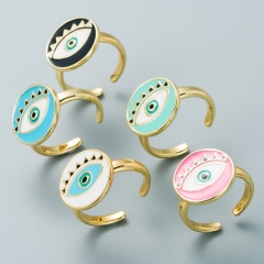 Wholesale Simple Round Colorful Oil Dripping Eyes Ring Trendy Open Finger Ring Vendors