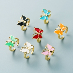 Wholesale Fashion  Yellow Drip Oil Butterfly Shape Ring Personality Openings Vendors