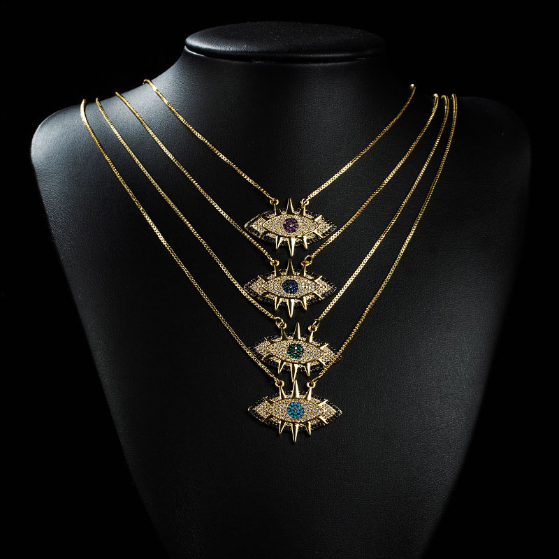 Wholesale Ins Personalized Devil Eyes Pendant Necklace Copper Zirconia Light Luxury Vendors