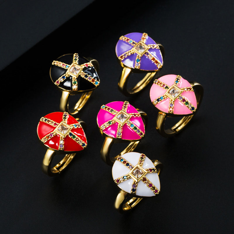 Wholesale Fashion  Color Drip Oil Copper Zirconium Plated Ring Vendors