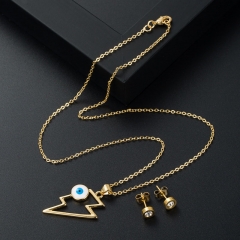 Wholesale Trendy  Copper Zircon Devil Eyes Necklace Earrings Set Vendors