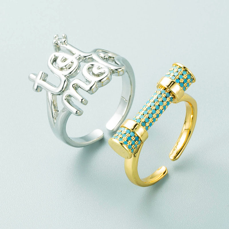 Fashion Creative Geometric Shape Copper Zirconia Ring Supplier