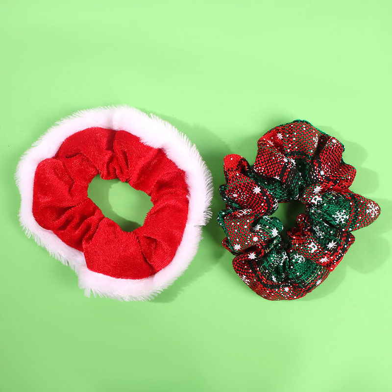 Wholesale Christmas Velvet Cloth Hair Ring Fashion Hair Accessories Two-piece Vendors
