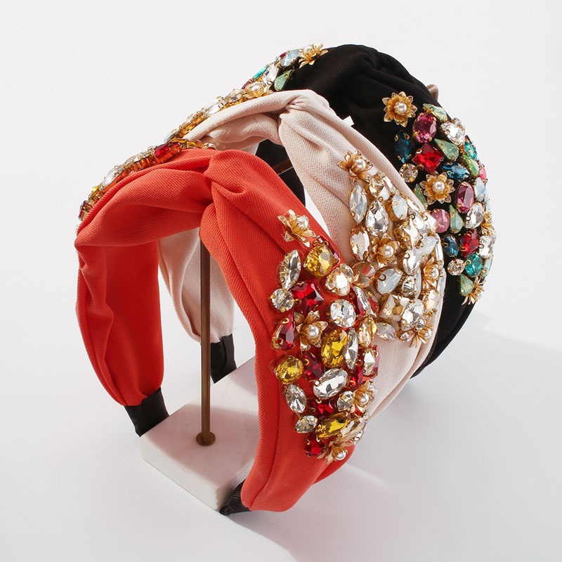 Solid Color Fabric Headband Cross Knotted Diamond Hair Accessories Manufacturer
