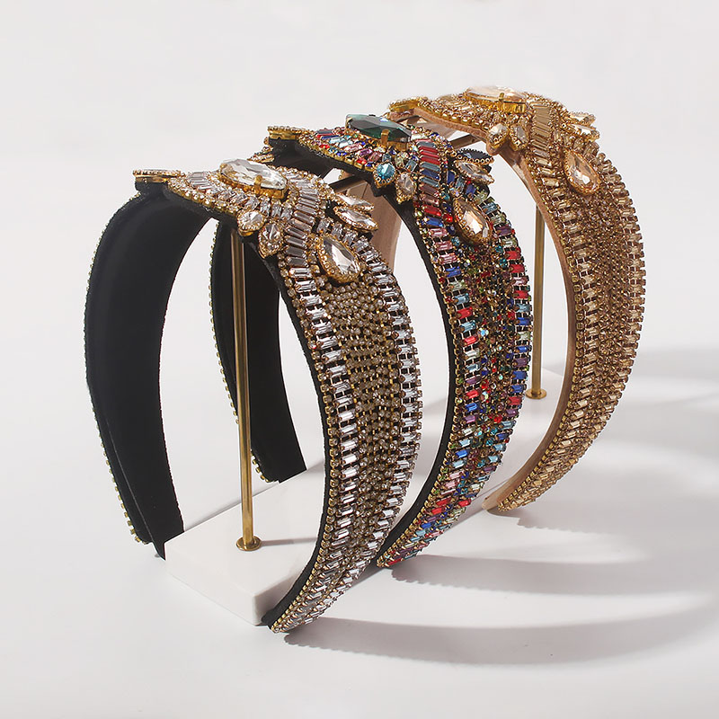 Wholesale Exaggerated Explosion Style Hair Accessories Claw Chain Glass Drill Wide-brimmed Headband Vendors