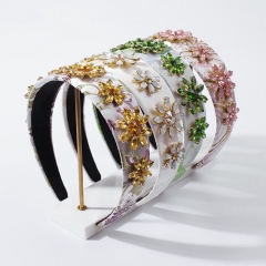 Fashion Creative Headband Exaggerated Imitation Drill Bit Hoop Wide Side Retro Manufacturer