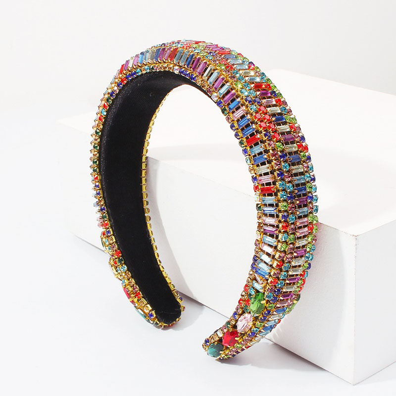 Baroque Fashion Diamond Wide Brim Headband Prom Color Drill Bit Hoop Manufacturer