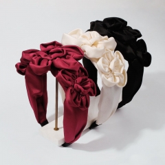 Solid Color Headband Fashion Fabric Exaggerated Flower Headband Niche Manufacturer