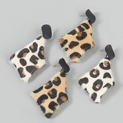 Vintage Personality Alloy Fleece Leopard Print Geometric Earrings Fashion Manufacturer