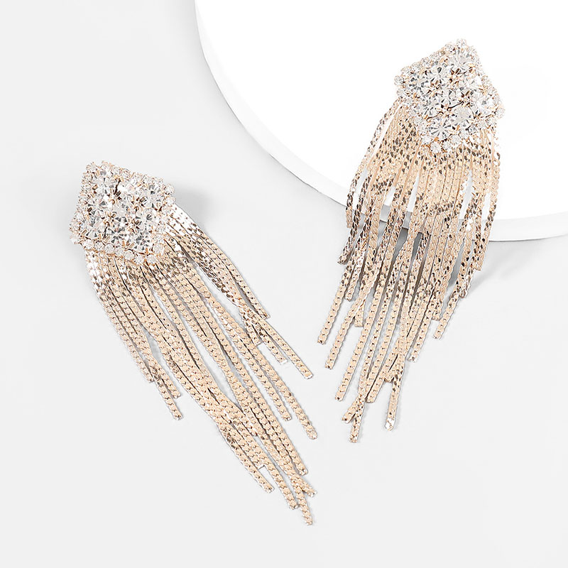 Super Flash Claw Chain Alloy Diamond Long Tassel Earrings Trend Dinner Manufacturer