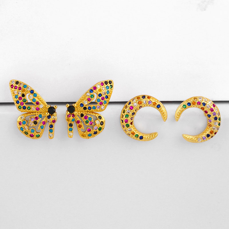 Wholesale Earrings Temperament Butterfly Fun Earrings Female Hundred Match Crescent Earrings