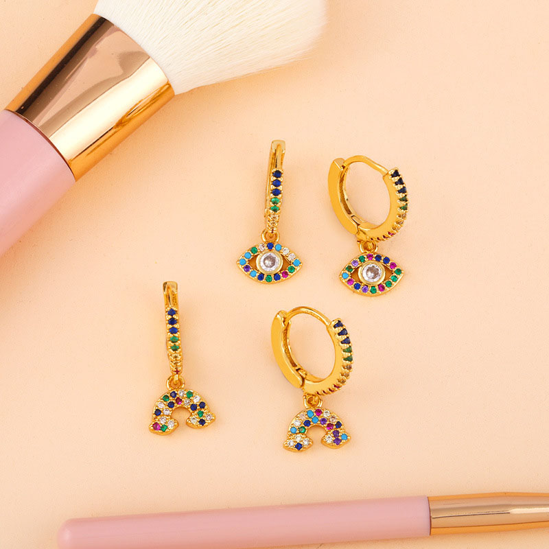 Micro-encrusted Zirconia Rainbow Earrings Earrings Female Trend Earrings Earrings Distributor