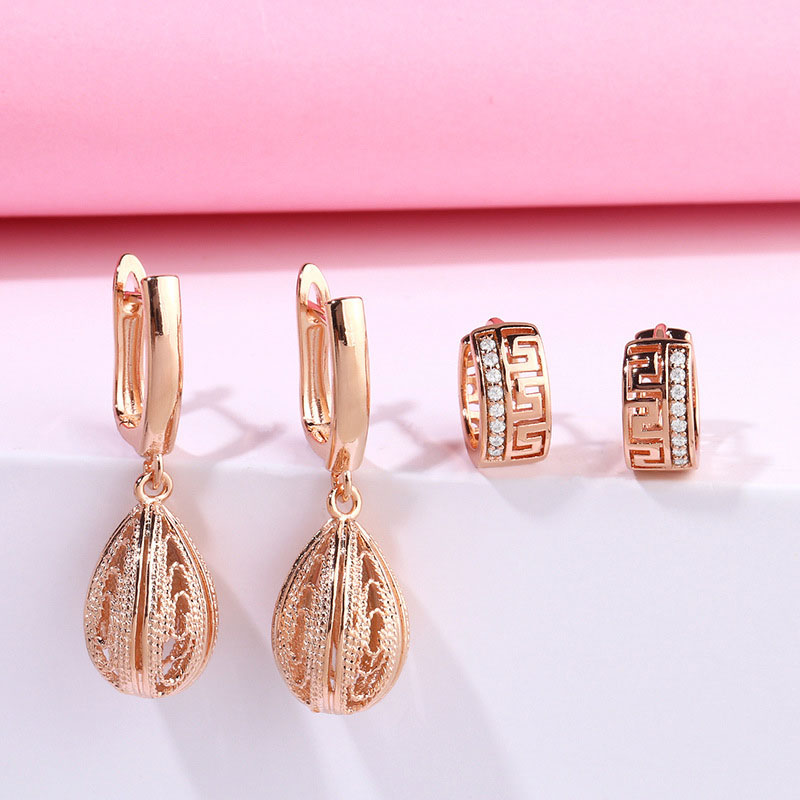 Wholesale Diamond-set  Creative Earrings Rose Gold Earrings Female Popular Earrings Zirconia
