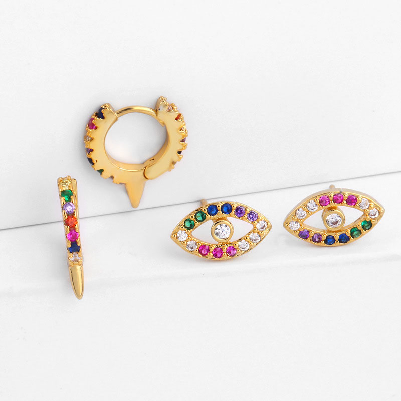 Color Zircon Earrings Earrings Female Accessories Devil's Eye Earrings Matching Distributor