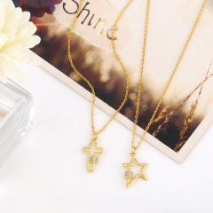 Wholesale Small Cross Pendant Necklace Geometric Star-shaped Collarbone Chain