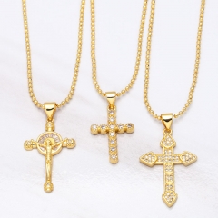 Wholesale Full Diamond Zirconia Cross Necklace Minimalist Design Necklace