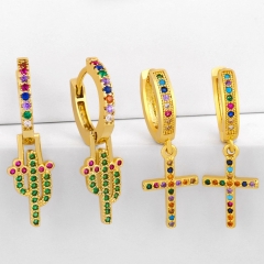 Cactus Cross Earrings Earrings Buckle Female Creative With Diamonds Distributor