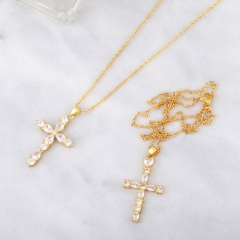 Wholesale Cross Necklace Full Of Diamonds Hip-hop Collarbone Chain Rap Street Pendant