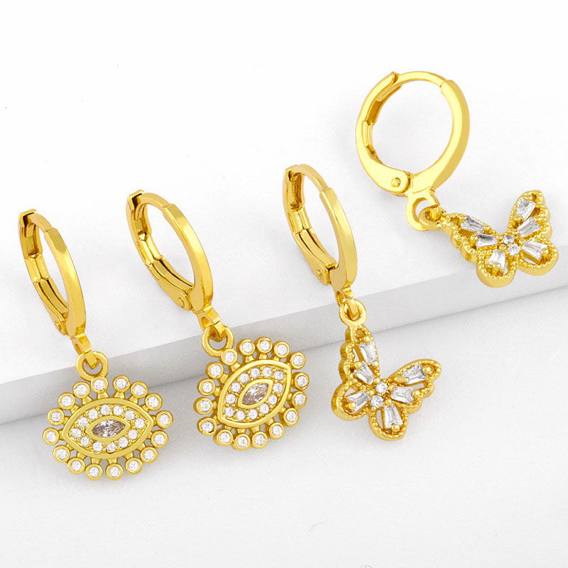 Butterfly Full Diamond Earrings Earrings Fashion Small Eyes Earrings Distributor