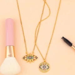 Simple Micro-set Colored Diamonds Devil's Eye Round Pendant Necklace Distributor