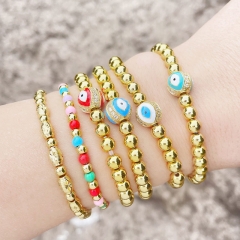 Wholesale Bracelets For Women Simple Fashion Beads Gold Round Beads Stretch Strings