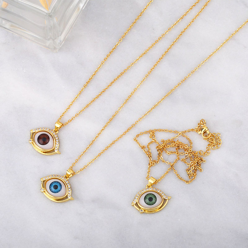 Personalized Fashion Devil's Eye Necklace With Diamond Eye Pendant Distributor