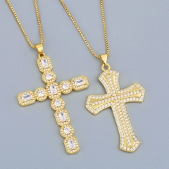 Wholesale Accessories Europe And The United States Hip-hop Jewelry Full Zirconia Cross Pendant Tide Necklace