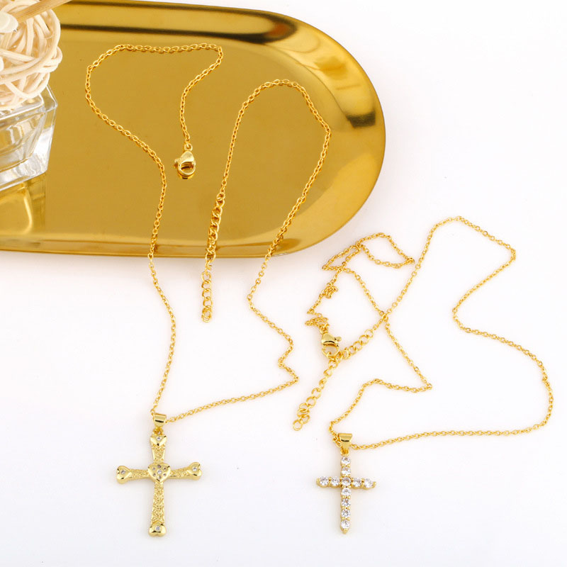 Wholesale Fashion Zirconia Cross Necklace Temperament Simple Small