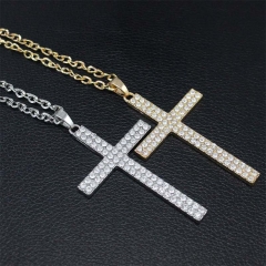 Wholesale Rock Hip Hop With Full Diamond Cross Necklace