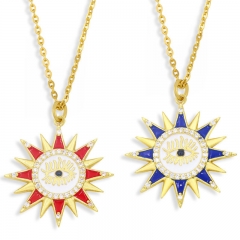Punk Exaggerated Tide Drip Oil With Diamond Sun Eye Pendant Distributor