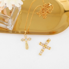 Wholesale Vintage Short Cross Necklace Paired With Zirconia Necklace