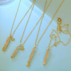 Wholesale Fashion Courage Letters Necklace Zirconia Collarbone Chain Birthday Gift