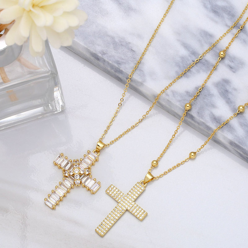 Full Diamond Cross Necklace Micro-encrusted Zirconia Pendants Supplier