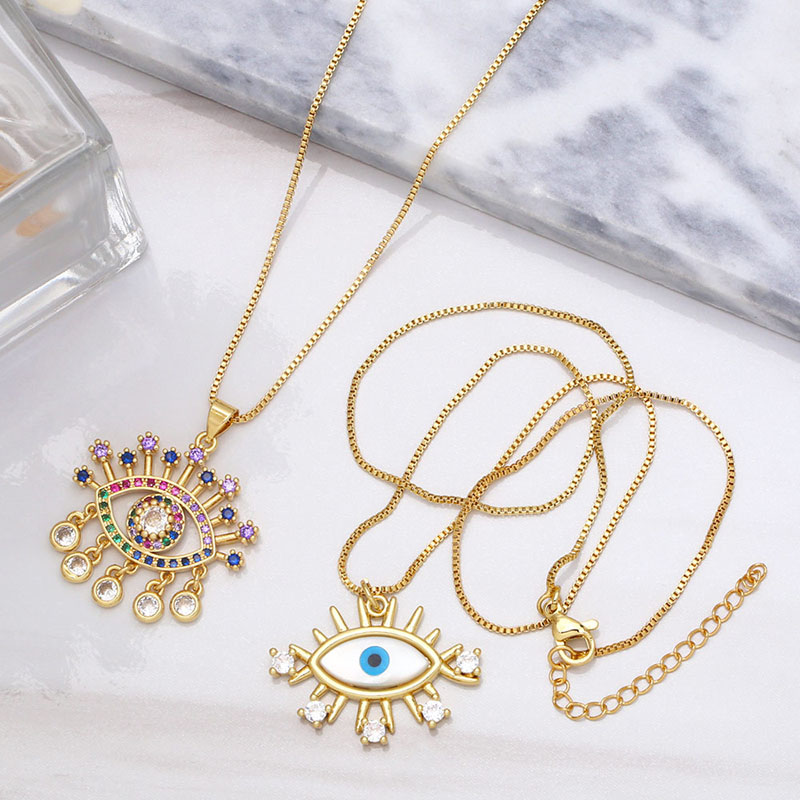 Collarbone Chain Colored Zircon Eye Pendant Demon Eye Necklace Distributor