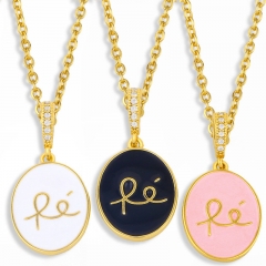 Wholesale Simple Letter Necklace Female Dripping Oil Fe Pendant Necklace Collarbone Chain