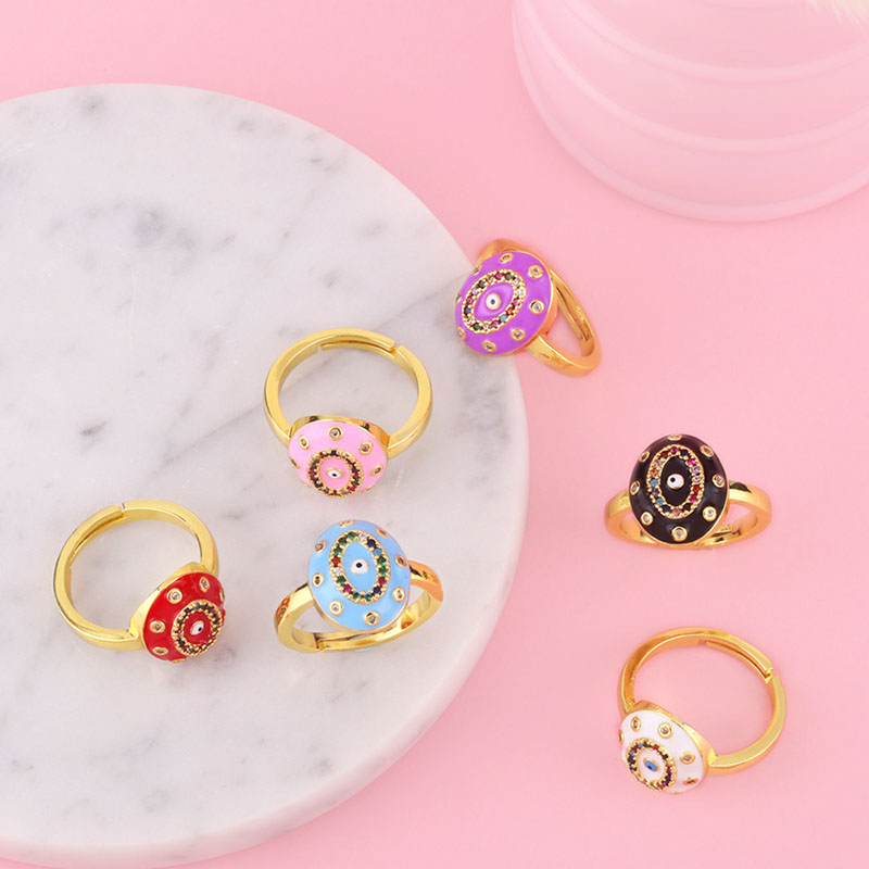 Micro-set Zirconia Open Index Finger Ring Bohemian Style Colorful Oil Dripping Jewelry Distributor