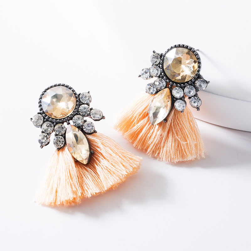 Exaggerated Vintage Acrylic With Diamond Tassel Earrings Supplier