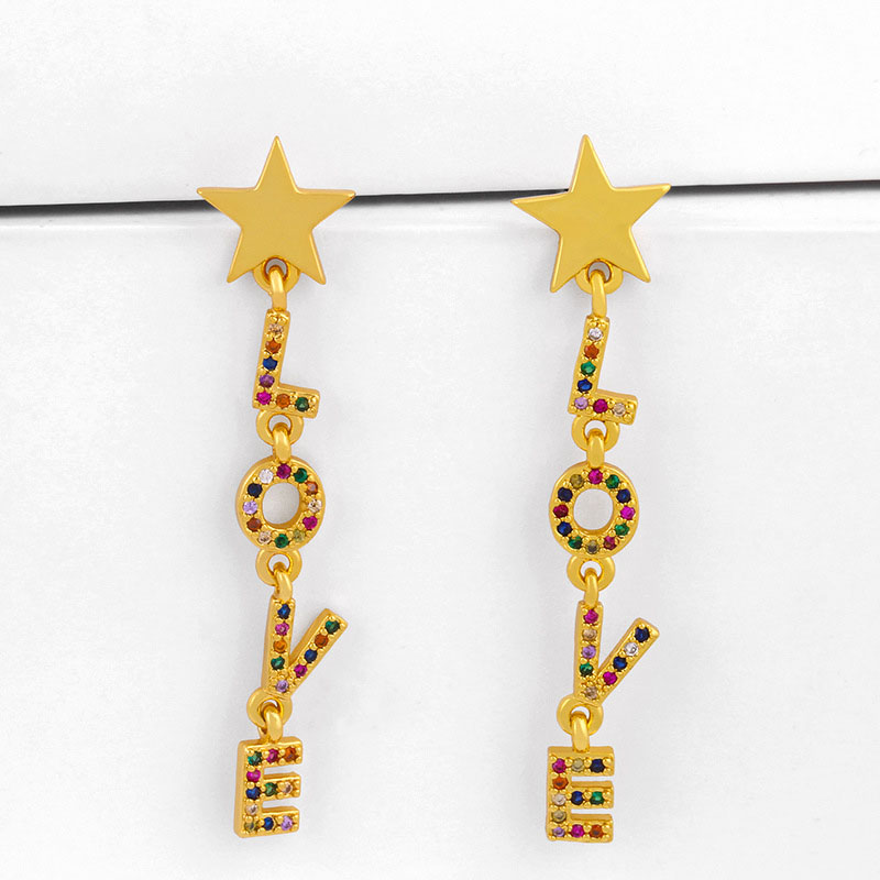 Wholesale Love Earrings Alphabet Personalized With Diamond Earrings Simple Earrings