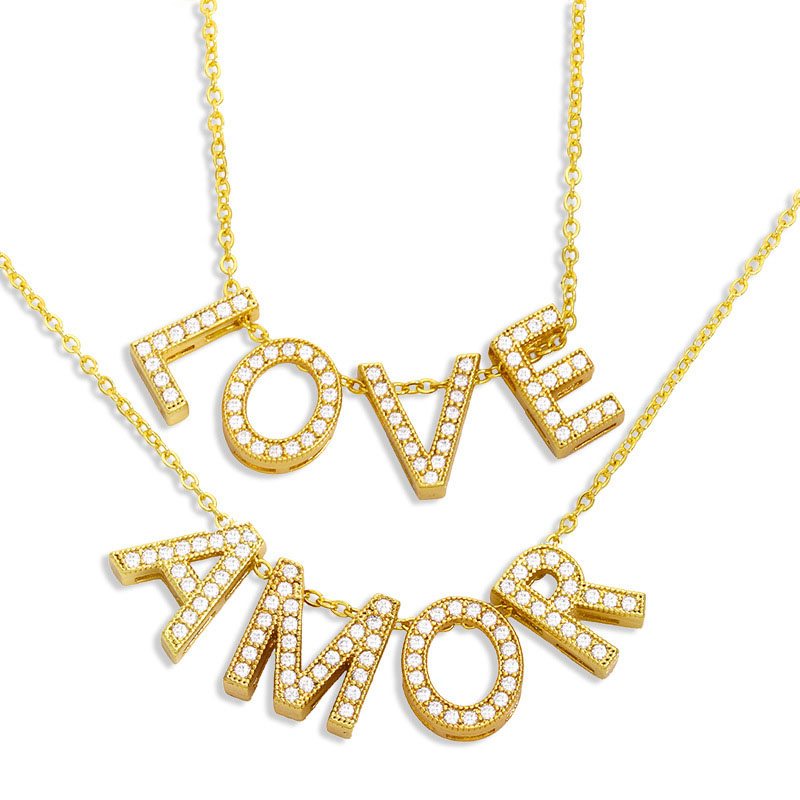 Wholesale Simple And Small Love Necklace Female Creative With Zirconia Pendant Collarbone Chain