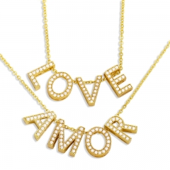 Wholesale Simple And Small Love Necklace Female Creative With Zirconia Pendant Collarbone Chain