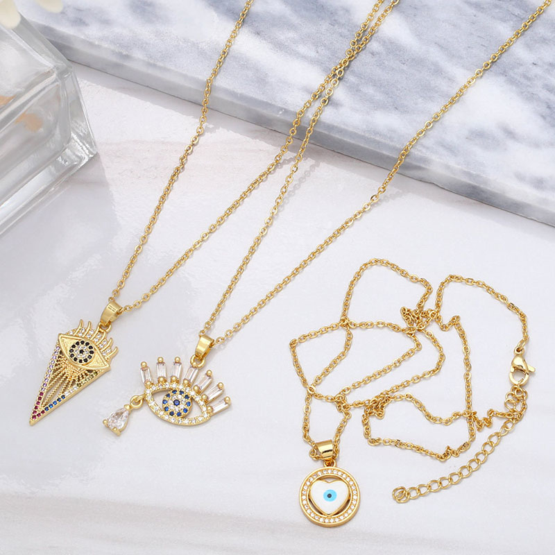 Wholesale Creative Personalized Colorful Zircon Eye Pendant Devil's Eye Necklace