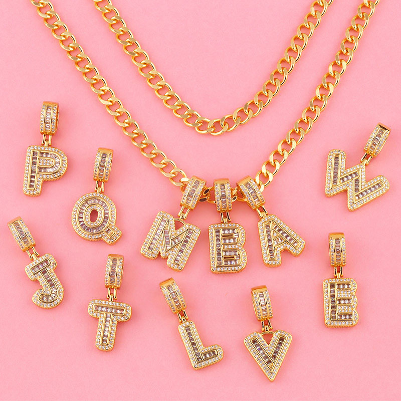 Wholesale 26 English Letters Necklace Hip Hop Cuban Chain Trendy Necklace