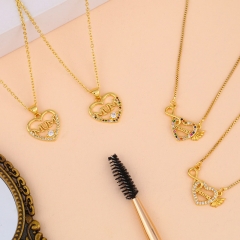 Wholesale Love Heart Shaped Letters With Diamonds Necklace For Mum  Mother's Day Gift