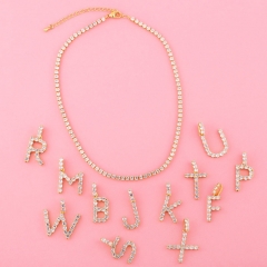 Wholesale 26 English Letters Necklace With Diamonds For Women