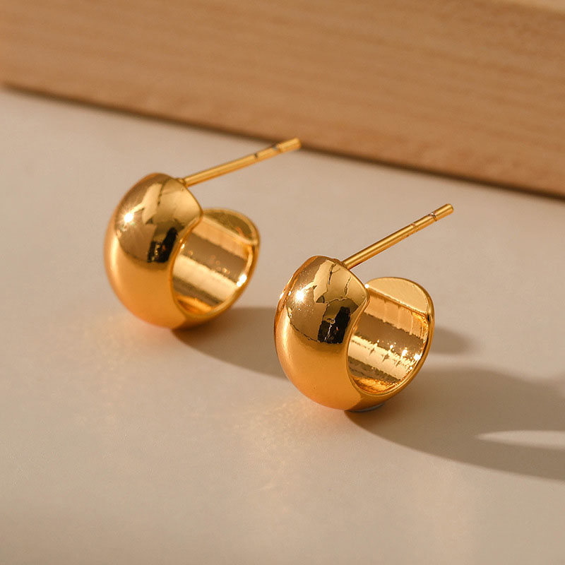 Copper Plated 18k Real Gold C-shaped Fashion Earrings Manufacturer