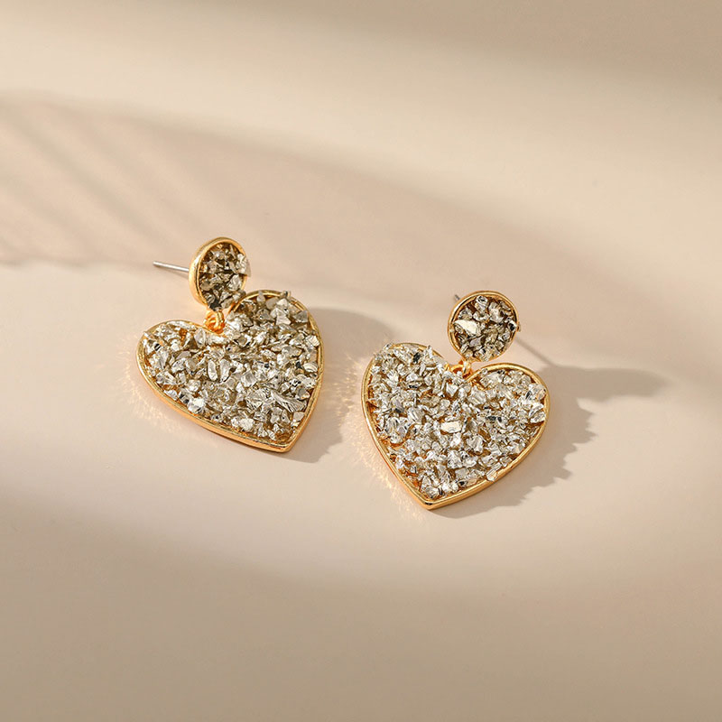 Creative Crystal Crushed Stone Earrings Love Type Vintage Manufacturer