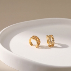 Brass Plated 18k Real Gold Zirconia Ear Clips Multi-layer With Diamonds Supplier