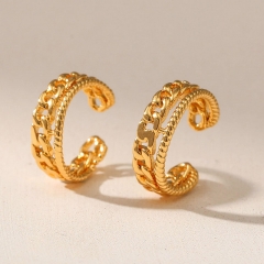 Simple Hollow Small Copper Plated 18k Real Gold Winding Ear Bone Clip Supplier