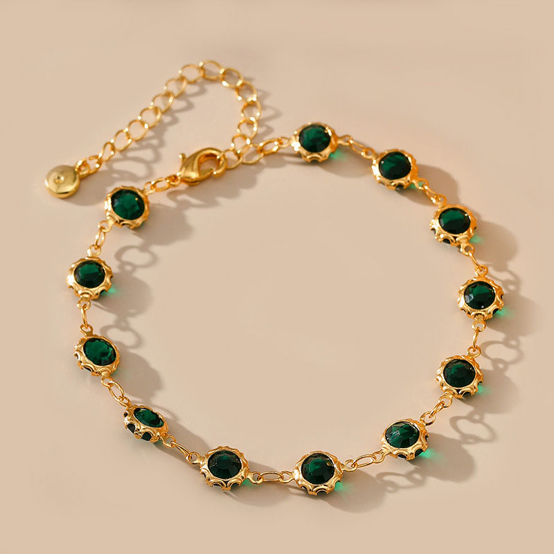 Copper Plated 18k Style Bracelet With Dark Green Zirconia Manufacturer